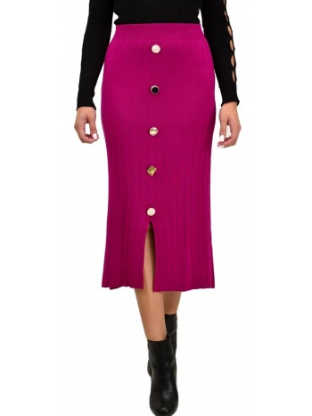 γυναικεία φούστα με διακοσμητικά κουμπιά ματζέντα 22088