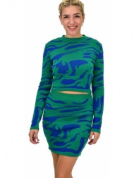 γυναικείο πλεκτό σετ με σχέδιο animal print πράσινο 22110