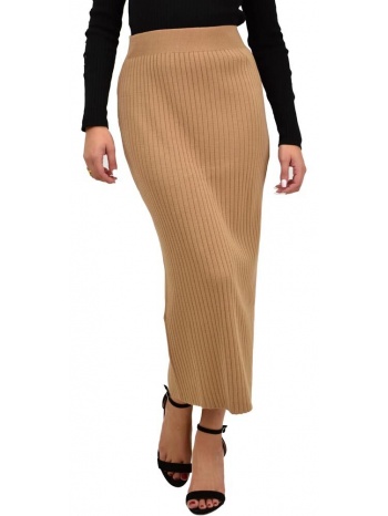 γυναικεία φούστα πλεκτή μονόχρωμη μπεζ 22090