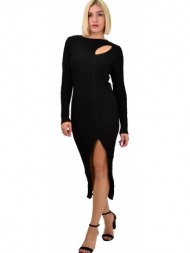 γυναικείο φόρεμα με ανοίγματα μαύρο 22216