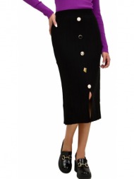 γυναικεία φούστα με διακοσμητικά κουμπιά μαύρο 22194