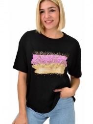 γυναικείο t-shirt με σχέδιο μαύρο 22271