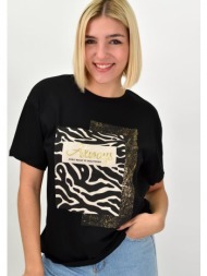 γυναικείο t-shirt με σχέδιο μαύρο 22265