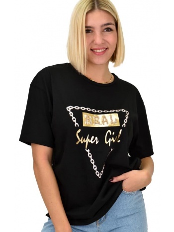 γυναικείο t-shirt με σχέδιο μαύρο 22272