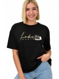 γυναικείο t-shirt με σχέδιο μαύρο 22276