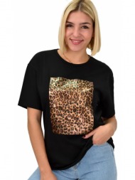 γυναικείο t-shirt με σχέδιο μαύρο 22278