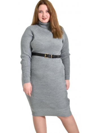 γυναικείο φόρεμα πλεκτό μίντι γκρι 22364