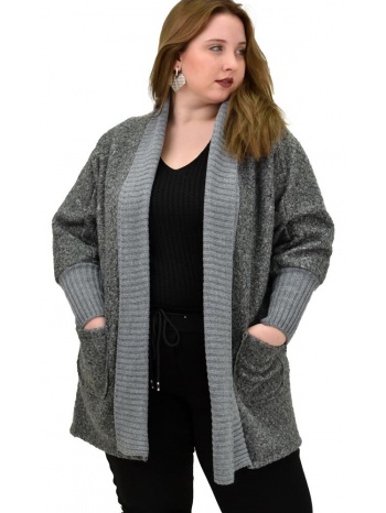 γυναικεία plus ζακέτα γκρι 22402