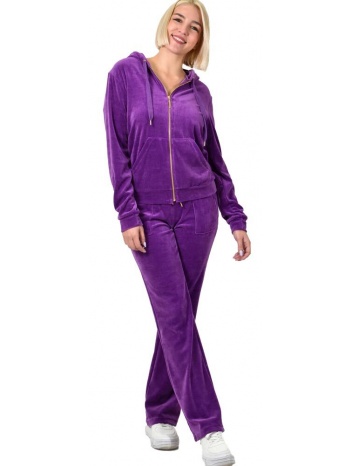 μωβ φόρμα βελουτέ σετ μωβ 22512