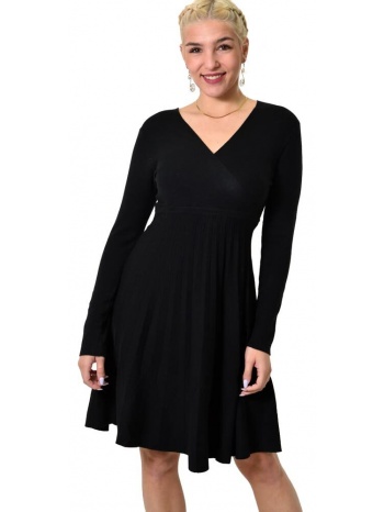 γυναικείο πλεκτό φόρεμα κρουαζέ μαύρο 22533