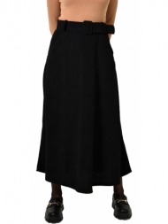 γυναικεία φούστα κοτλέ με ζώνη μαύρο 22583