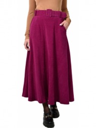 γυναικεία φούστα κοτλέ με ζώνη ματζέντα 22584