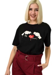 γυναικείο t-shirt με σχέδιο μαύρο 23130