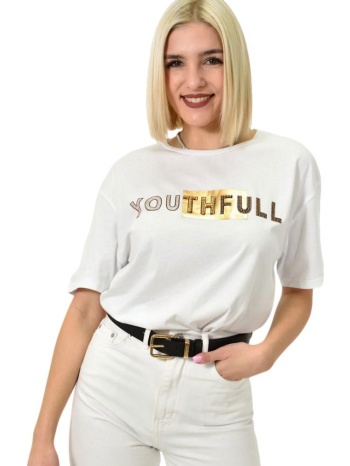 γυναικείο t-shirt με σχέδιο youthfull λευκό 23163
