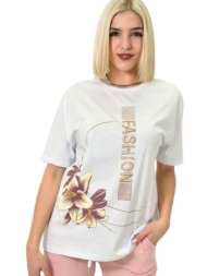 γυναικείο t-shirt με σχέδιο fashion λευκό 23177