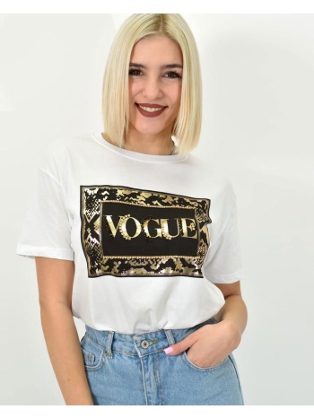 γυναικείο t-shirt με σχέδιο vogue λευκό 23133
