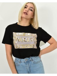 γυναικείο t-shirt με σχέδιο vogue μαύρο 23132