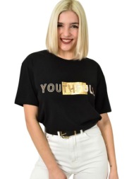 γυναικείο t-shirt με σχέδιο youthfull μαύρο 23162