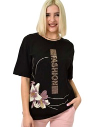 γυναικείο t-shirt με σχέδιο fashion μαύρο 23176