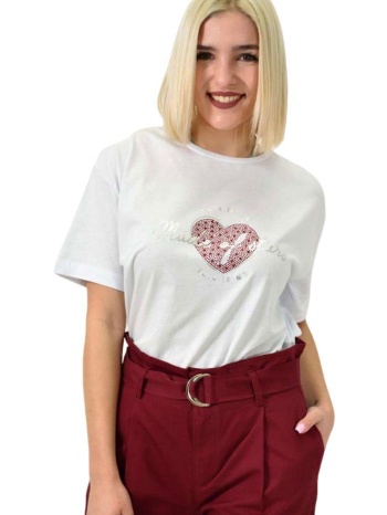 γυναικείο t-shirt με σχέδιο made of stars λευκό 23179