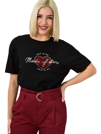 γυναικείο t-shirt με σχέδιο made of stars μαύρο 23178