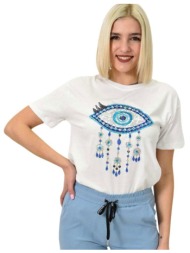 γυναικείο t-shirt με σχέδιο μάτι λευκό 23192