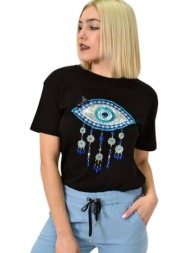 γυναικείο t-shirt με σχέδιο μάτι μαύρο 23191