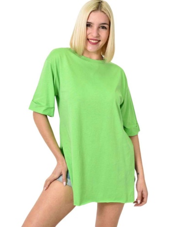 τ-shirt μονόχρωμο oversized λαχανί 23563