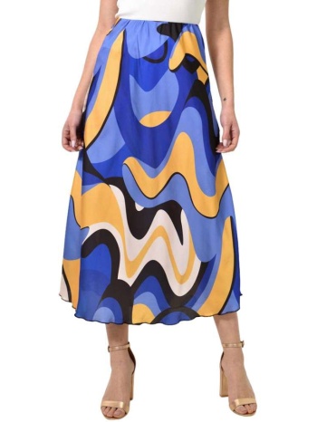 midi φούστα σατέν με σχέδιο μωβ 23525