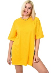 τ-shirt μονόχρωμο oversized κίτρινο 23562