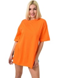 τ-shirt μονόχρωμο oversized πορτοκαλί 23564