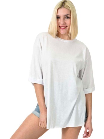 μπλούζα oversized με ανοίγματα λευκό 23571
