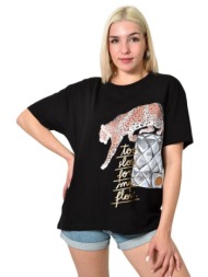 γυναικείο t-shirt με στρας μαύρο 23767