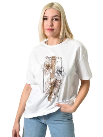 γυναικείο t-shirt με στρας λευκό 23776