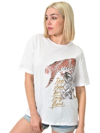 γυναικείο t-shirt με στρας λευκό 23768