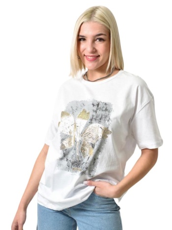 γυναικείο t-shirt με στρας λευκό 23772
