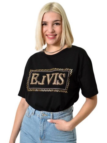 γυναικείο t-shirt με στρας μαύρο 23773