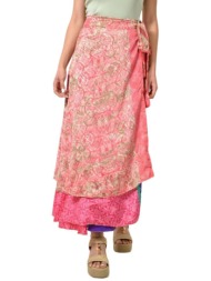γυναικεία φούστα μεταξωτή διπλής όψεως boho ροζ 23927