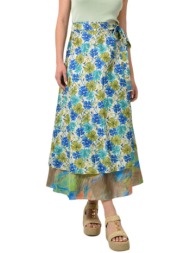 γυναικεία φούστα μεταξωτή διπλής όψεως boho μπλε 23930