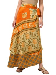 γυναικεία φούστα μεταξωτή διπλής όψεως boho πορτοκαλί 23937