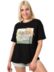 γυναικείο t-shirt με στρας aurora μαύρο 23966