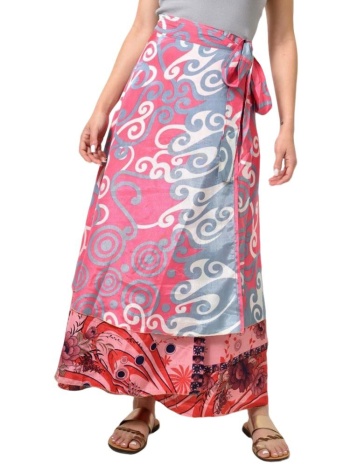γυναικεία φούστα μεταξωτή διπλής όψεως boho ροζ 23982