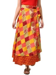 γυναικεία φούστα μεταξωτή διπλής όψεως boho πορτοκαλί 24000