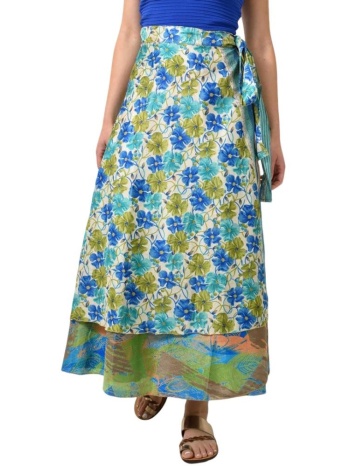 γυναικεία φούστα μεταξωτή διπλής όψεως boho μπλε 24010