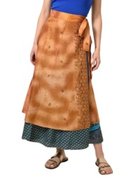 γυναικεία φούστα μεταξωτή διπλής όψεως boho πορτοκαλί 24008