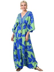 φόρεμα maxi με άνοιγμα στην πλάτη πράσινο 24094