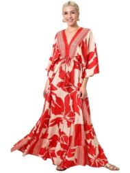 φόρεμα maxi με άνοιγμα στην πλάτη κόκκινο 24095