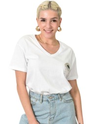 t-shirt με στρας λευκό 24155