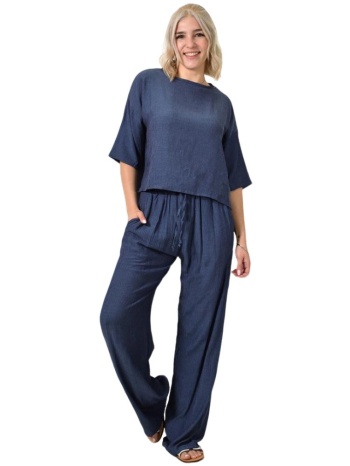 γυναικείο σετ μονόχρωμο μπλε τζιν 24307