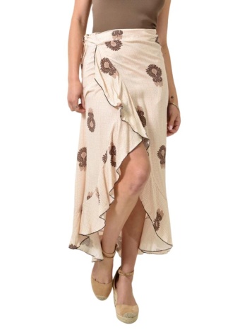 φούστα με λαχούρια καφέ 24248